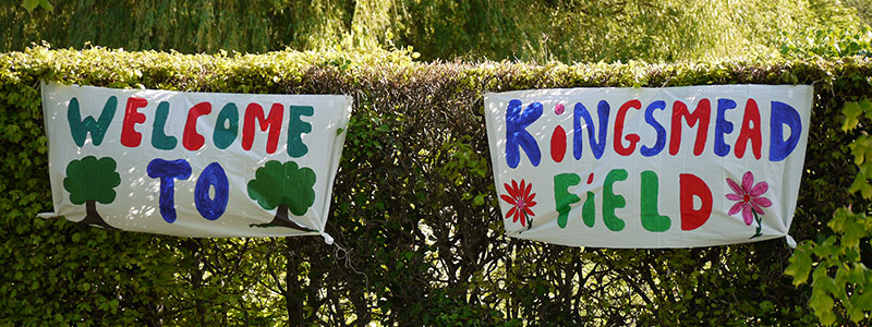 Welcome banners for Kingsmead Field
