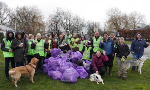 members of the local community with rubbish bags