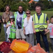 Group of litter pickers with their spoils