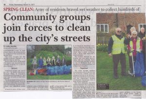 Main article about community groups cleaning the city's streets