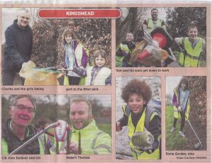 Pictures of local people with their collected litter from the Kentish Gazette