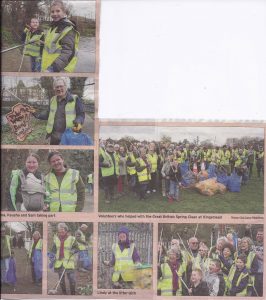 Pictures of local people with their collected litter