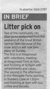 Gazette article about litter pick in March 2018
