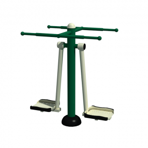 Airskier with two stations with a platform for feet and hand holds